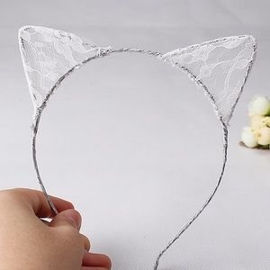 White Lace Cat Ears Dress Headband